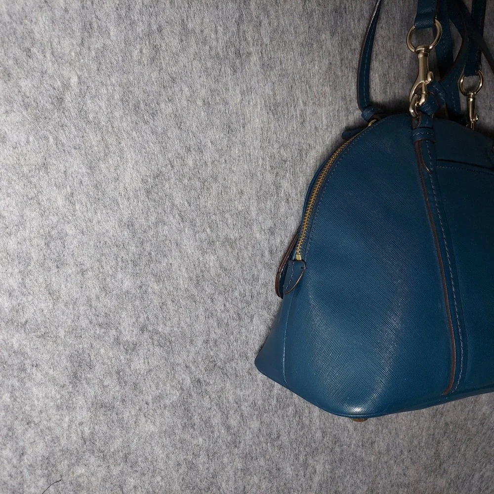 Coach Leather Satchel Crossbody Bag Dark Teal‎ Gold Hardware Top Handle